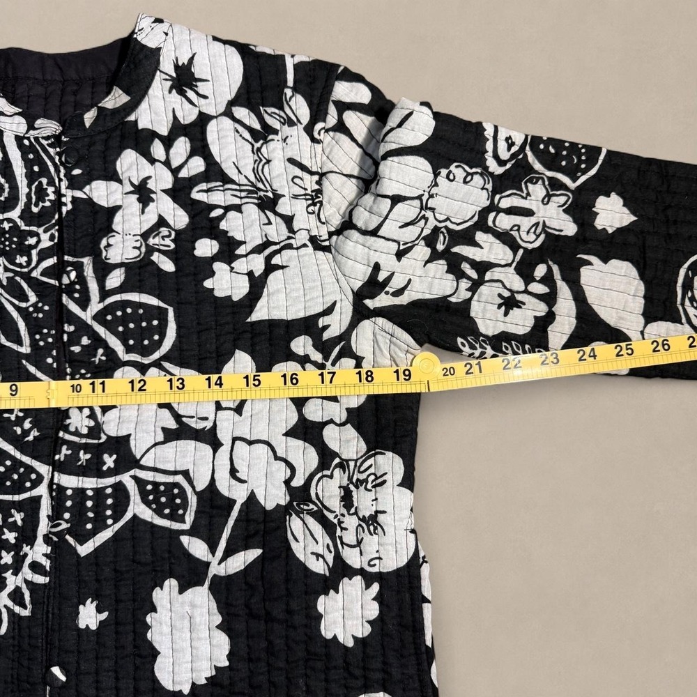 Chadwicks of Boston Black White Quilted Floral Jacket Cotton Boho Cottagecore - Picture 6 of 6